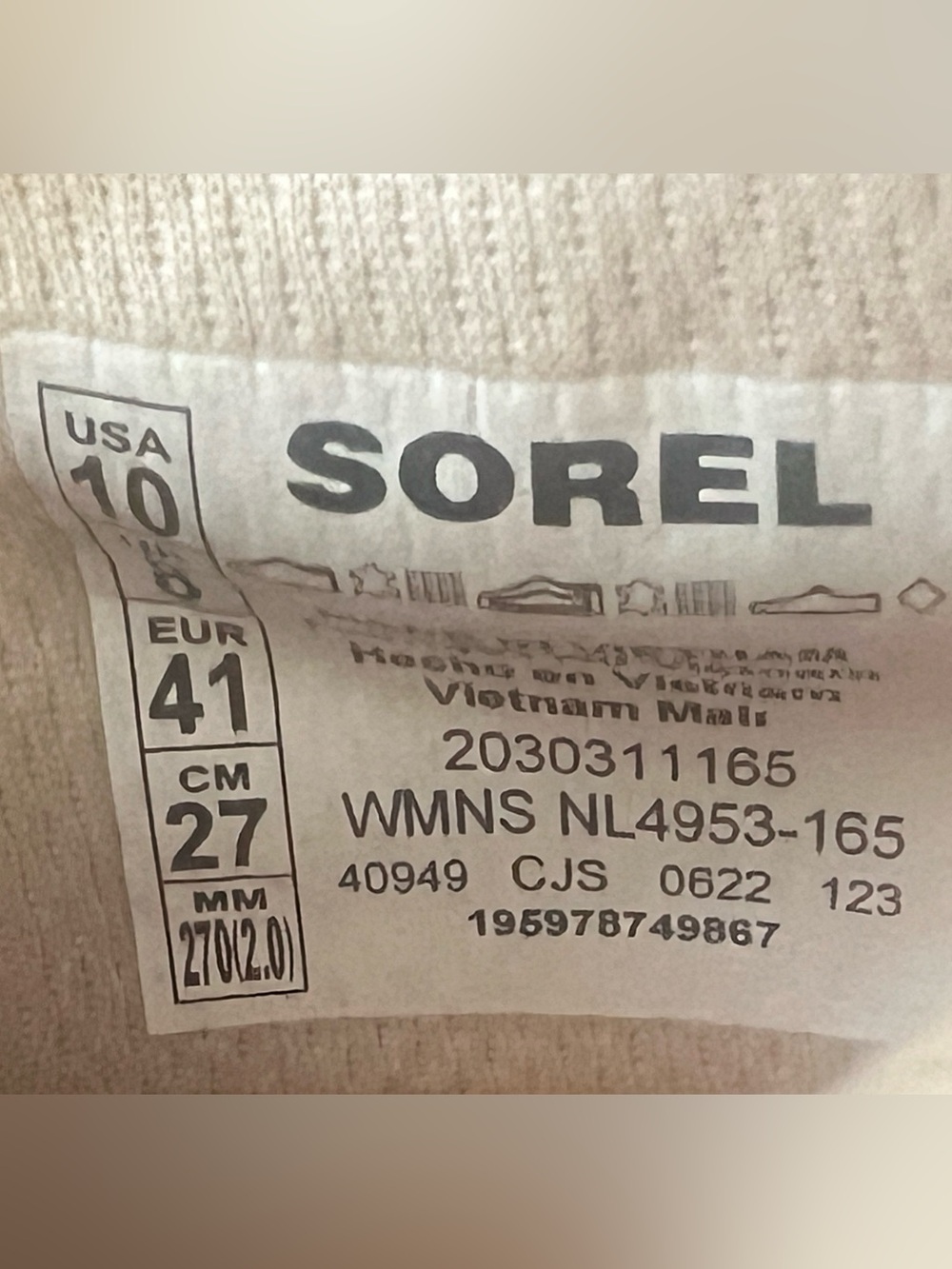 Sorel Kinetic Impact II Crossover Cream Knit Ghillie Lace Sneaker SZ 10 - Picture 5 of 16
